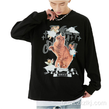 Çift Retro Angel Alfabe Baskı Sweatshirt